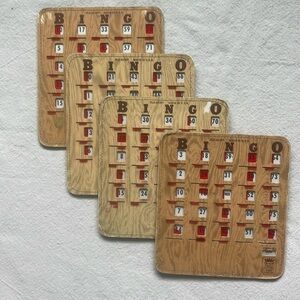 Set of 4 vintage Pla-mor bingo cards